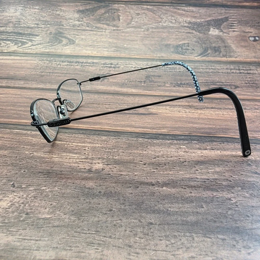 Coach‎ Bridget 308 Black Metal Oval Eyeglasses Frames Signature Monogram Tips